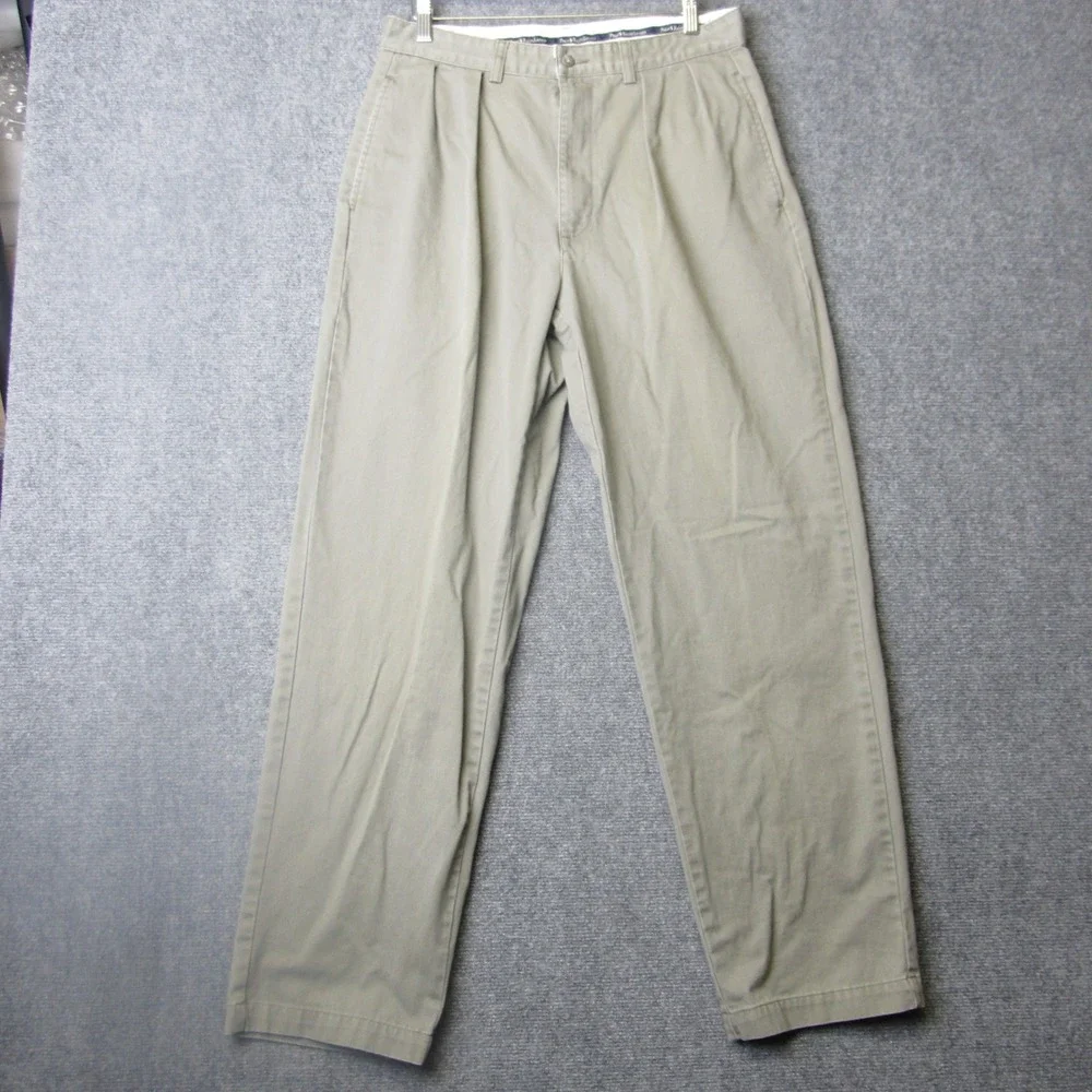 Polo Ralph Lauren Pleated Chino Pants Mens 32x30 Gray Khaki Classic Casual VTG